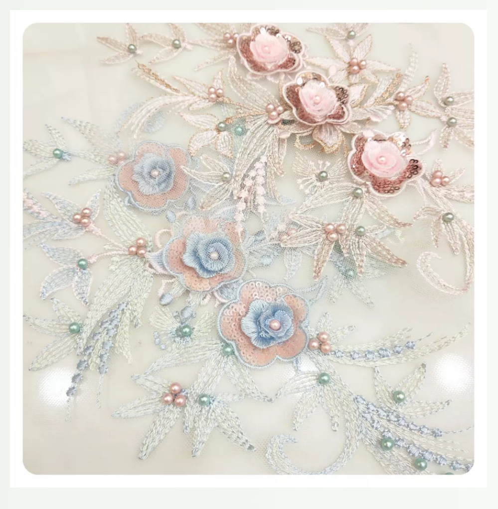 网纱钉珠电脑立体绣花diy晚礼服童装婚纱服装辅料刺绣贴花详情7