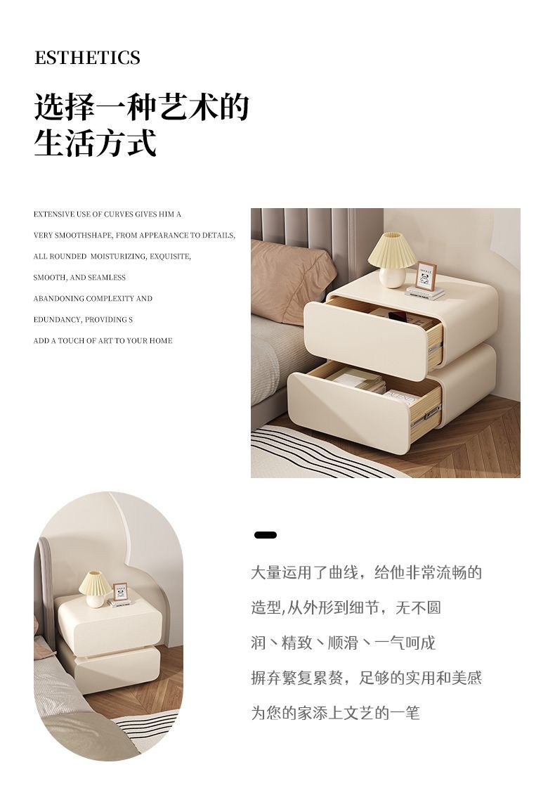 奶油风床头柜简约现代实木床头收纳柜家用床柜子卧室小型床边柜详情17
