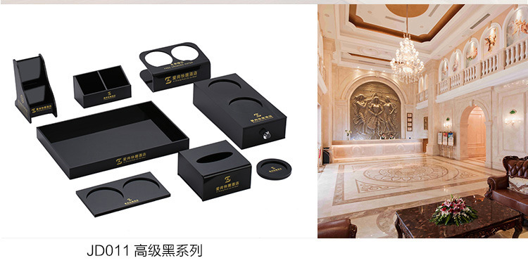 酒店牙具盒亚克力宾馆洗漱用品盒客房耗品纸巾盒托盘遥控盒收纳盒详情5