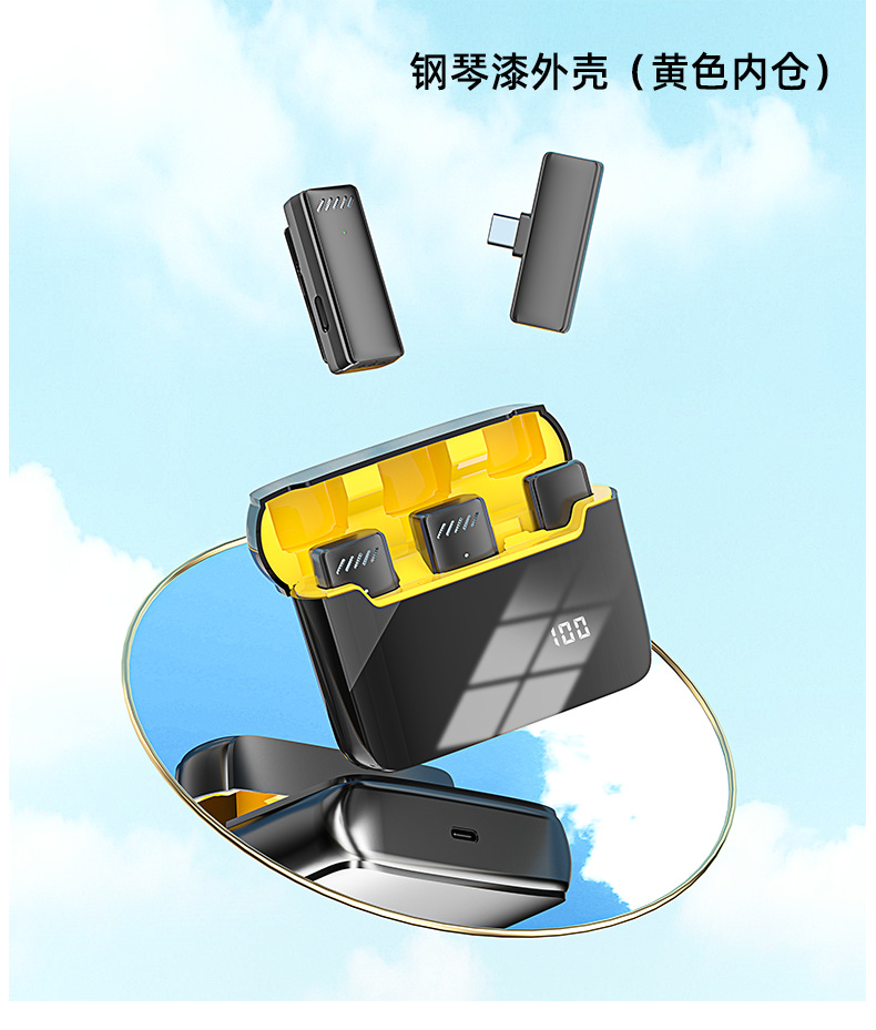 跨境带充电仓无线领夹式麦克风 一拖二手机户外直播降噪收音话筒详情16