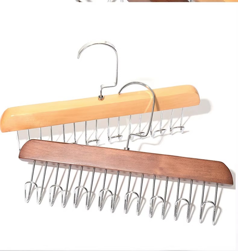 实木吊带内衣背心包包领带木质挂钩衣架挂衣家用多功能八挂钩收纳详情8