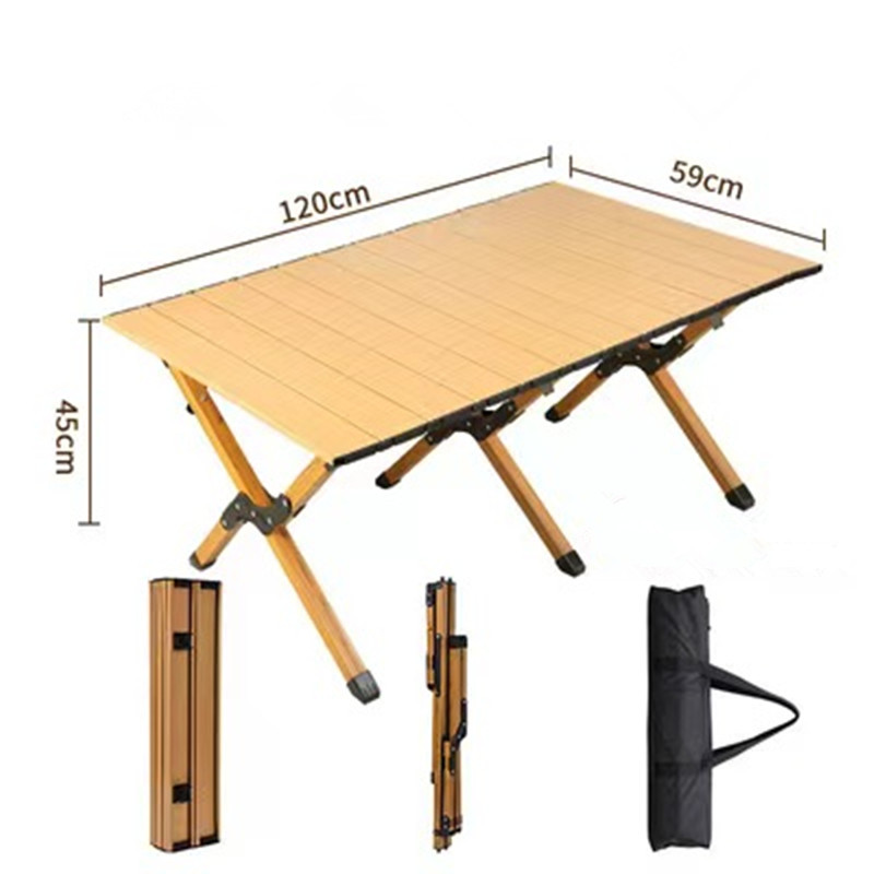 厂家直销户外折叠桌椅套装实木铝合金蛋卷桌野餐露营桌子克米特椅详情17