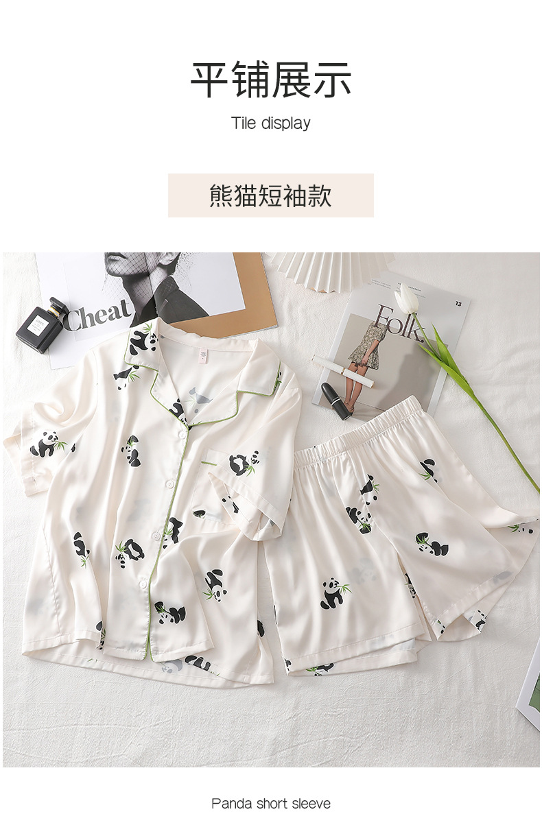 Pareja hielo pijamas de seda mujeres verano seda manga corta moda imitación de seda ropa casera outwear traje hombre al por mayor pic 31