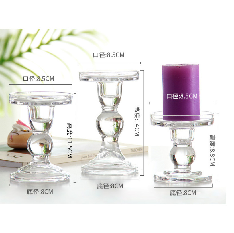 Transparent glass candle aromatherapy candlestick, retro European Roman column candlestick, modern and simple wax table, homestay decoration pic 1