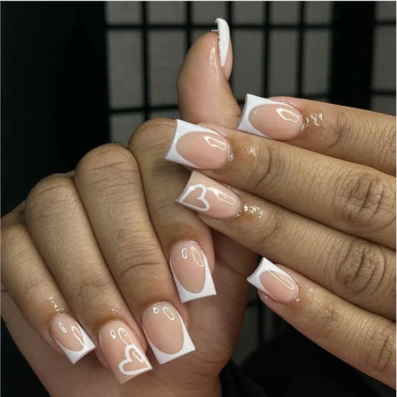 Cross-border autumn and winter nail art, European and American trendy long and short false nails, traceless, detachable nail art pieces, wearable nail pieces wholesale pic 3