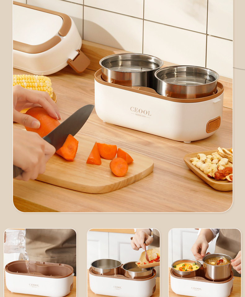 Factory direct supply of multi-functional heating lunch boxes, plug-in steam cooking insulated lunch boxes, portable electric heating lunch boxes, gift wholesale pic 10