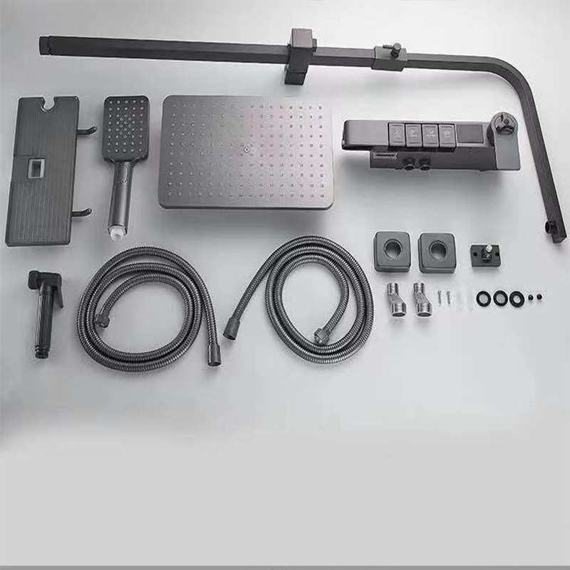 Gun-gray constant-temperature showerhead set, smart piano key household showerhead, digital display constant-temperature household pic 2