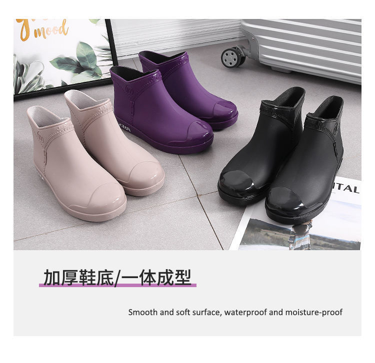 一件代发新款雨水鞋女四季时尚低帮厨房防滑中加厚加棉绒雪地靴详情2