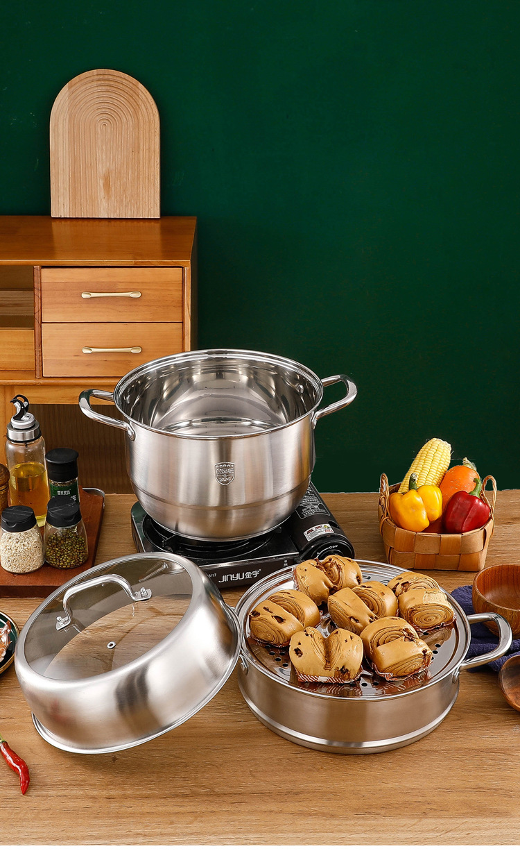 蒸锅家用304不锈钢加厚三层双层蒸馒头蒸笼大容量电磁炉煤气灶用详情27