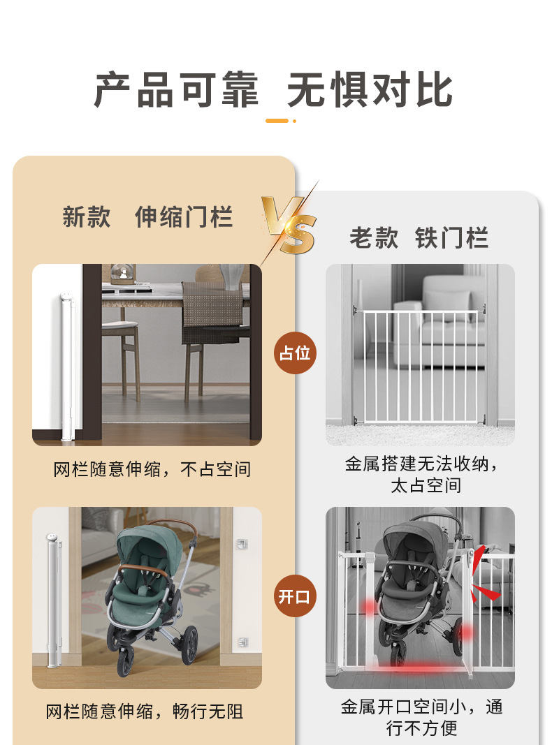 伸缩门栏婴儿宝宝儿童围栏小狗宠物栅栏室内楼梯口安全防护栏详情5