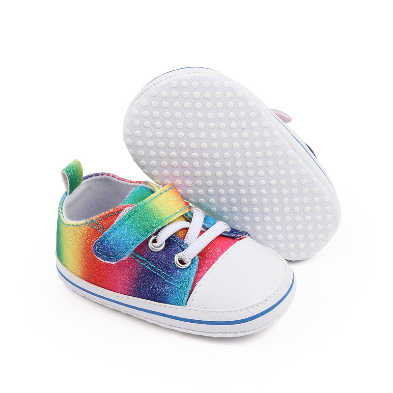 New colored canvas baby shoes with anti-slip soft soles and glitter pink for toddlers aged 0-1, wholesale 2790 pic 5