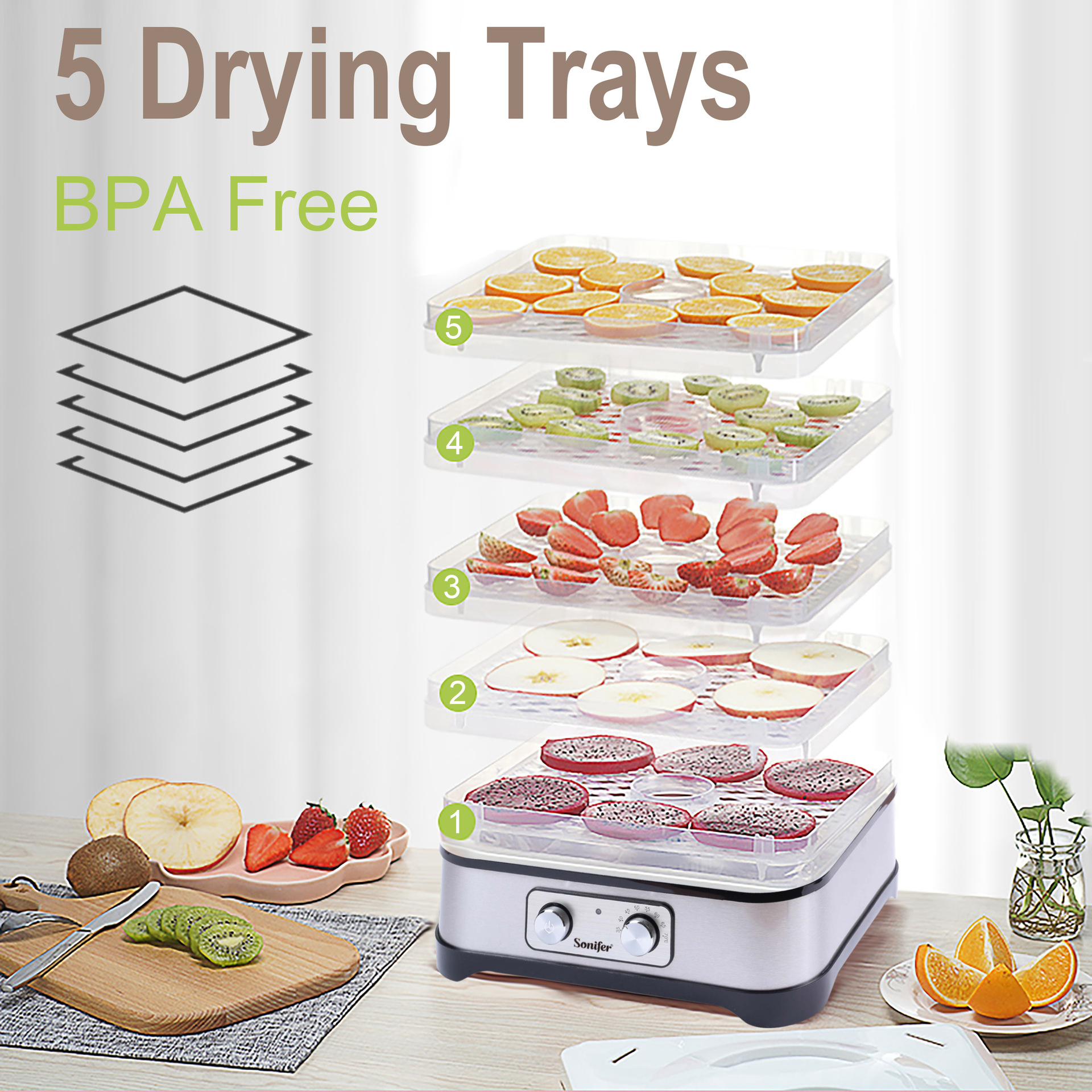 Sonifer 跨境欧规16L 家用干果机  Food DehydratorSF-4017详情4