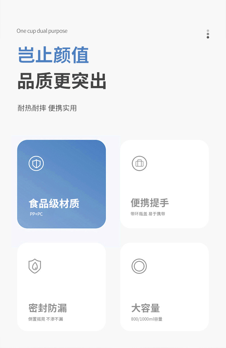 G446北氪BEBK户外pc大容量运动水杯夏凉杯便携弹盖塑料水壶健身太空杯详情3
