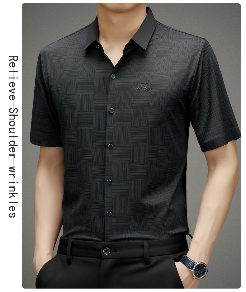 衬衫短袖男夏季新款抖快热卖轻商务中年短袖衬衫翻领修身休闲短袖详情29