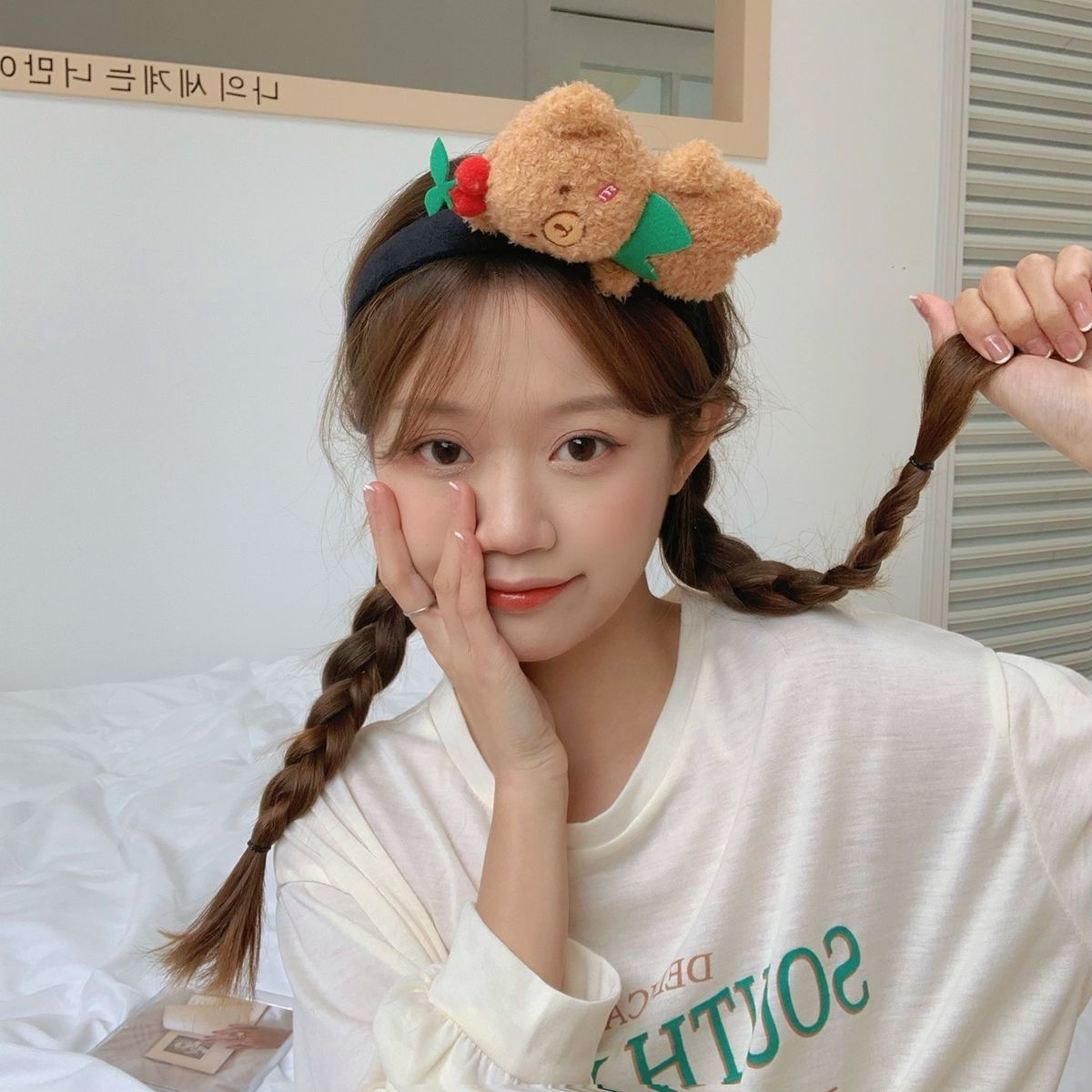 ins Cherry bear hair band, fluffy cartoon doll, face wash makeup headband, girlish heart hair clip, Japanese and Korean hair accessories pic 5