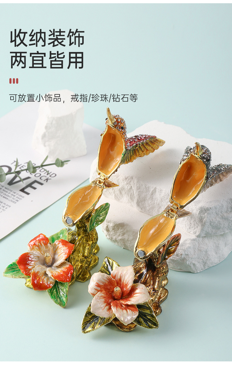 Desktop decorative items, enamel tree stump, eagle light, hand-painted zinc alloy metal handicraft jewelry box manufacturer wholesale pic 6