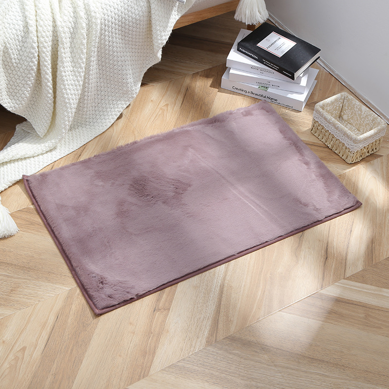 自主 品牌未提供 现代简约仿兔绒地毯地垫欧式素色方形吸水防滑欢迎光临家用地毯批发详情10