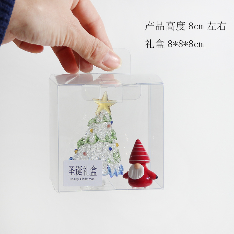 圣诞节礼物拉丝圣诞树淄博琉璃工艺品玻璃制品桌面摆件手工装饰灯详情52