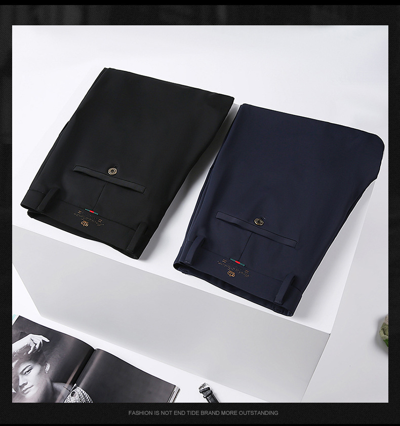 High-end business casual pants for men 2022 autumn and winter, thickened long pants, youth straight, elastic, wrinkle-free and drape dress pants pic 21