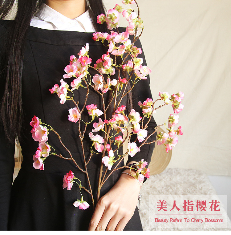 Beauty Finger Cherry Blossom and peach blossom Ins-style Nordic plum blossom artificial flower manufacturer home decoration wedding artificial flower MW38958 pic 91
