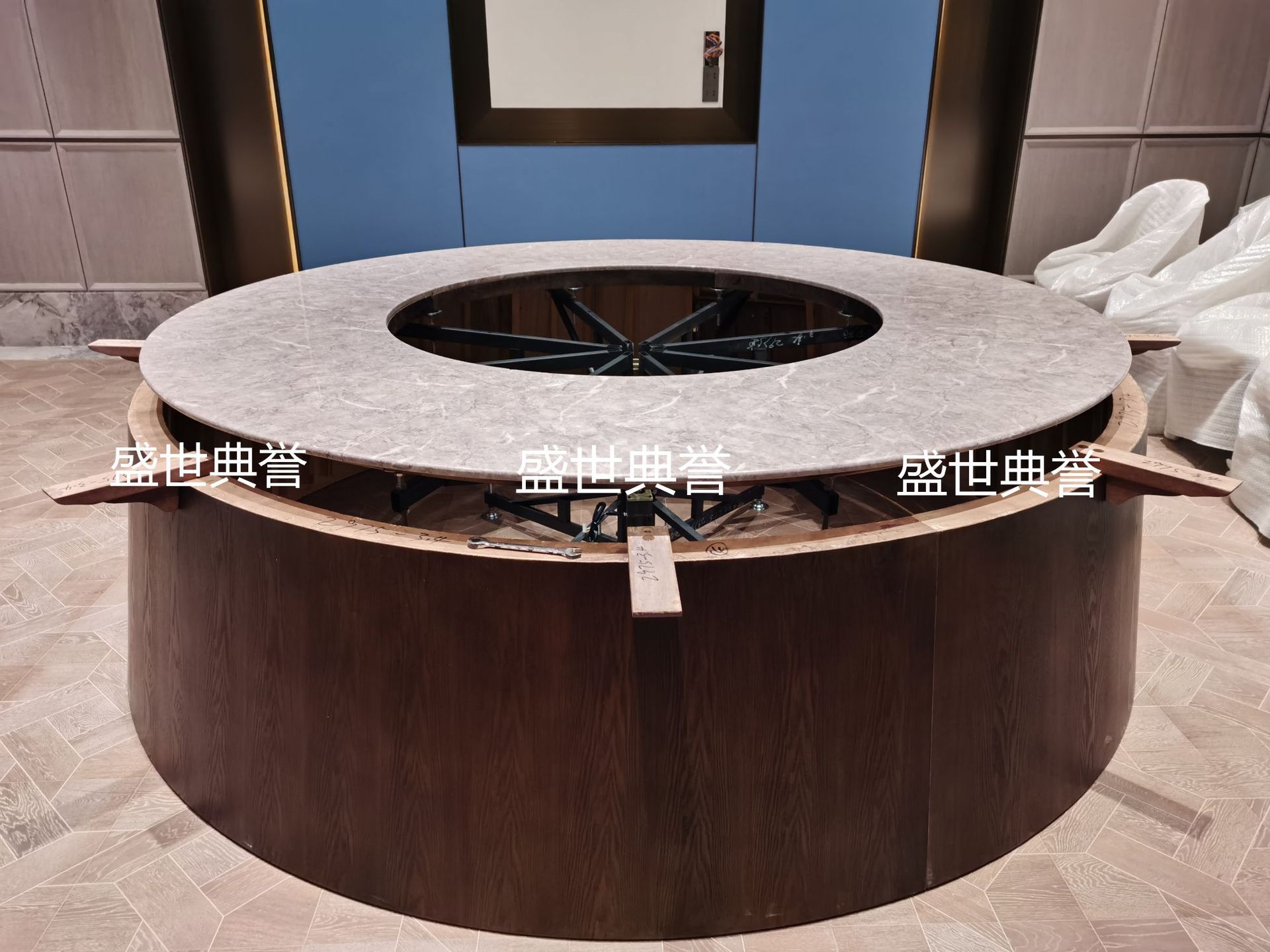 Nanping Resort Hotel solid wood furniture manufacturer direct sales, banquet hotel private rooms, electric dining tables, automatic turntable dining tables pic 8