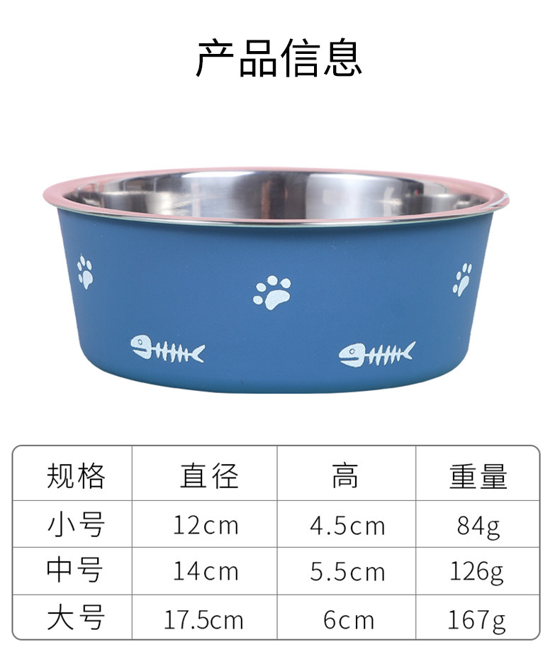 Anti-slip stainless steel bowl, plastic double-layer pet bowl, cross-border floor-absorbing stainless steel dog bowl, pet food bowl wholesale pic 3
