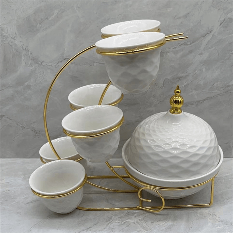 欧式轻奢酒店家居茶盘水果盘欧式白金陶瓷茶杯盘印花带盖碗果盘2金堡花瓶详情7
