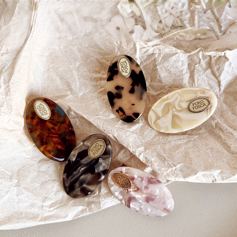 韩国复古醋酸边夹发夹高级感百搭刘海夹小金标椭圆一字夹女详情4