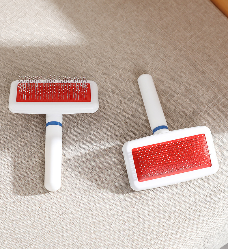 Pet supplies: White plastic-handled fine-needle combs, special dog combs, pet combs, cleaning supplies pic 7