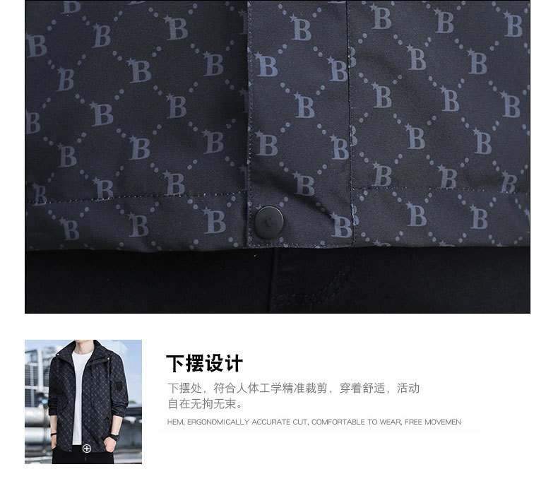 春秋季时尚潮牌印花户外休闲防风防水冲锋衣男士百搭帅气连帽夹克 pic 31
