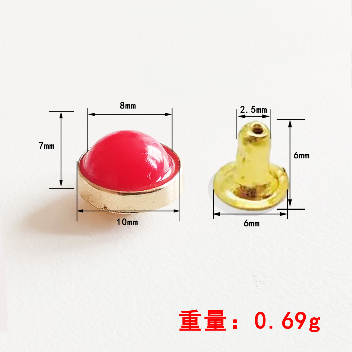 半圆珍珠铆钉纽扣半圆形镶珠云石七彩猫眼撞钉包包铆钉装饰配件详情12