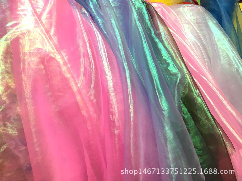 Polyester fabric, flat seven-color yarn, laser fabric, clothing, hair accessories, puffy skirt, background shooting, headscarf, net, gauze fabric pic 9