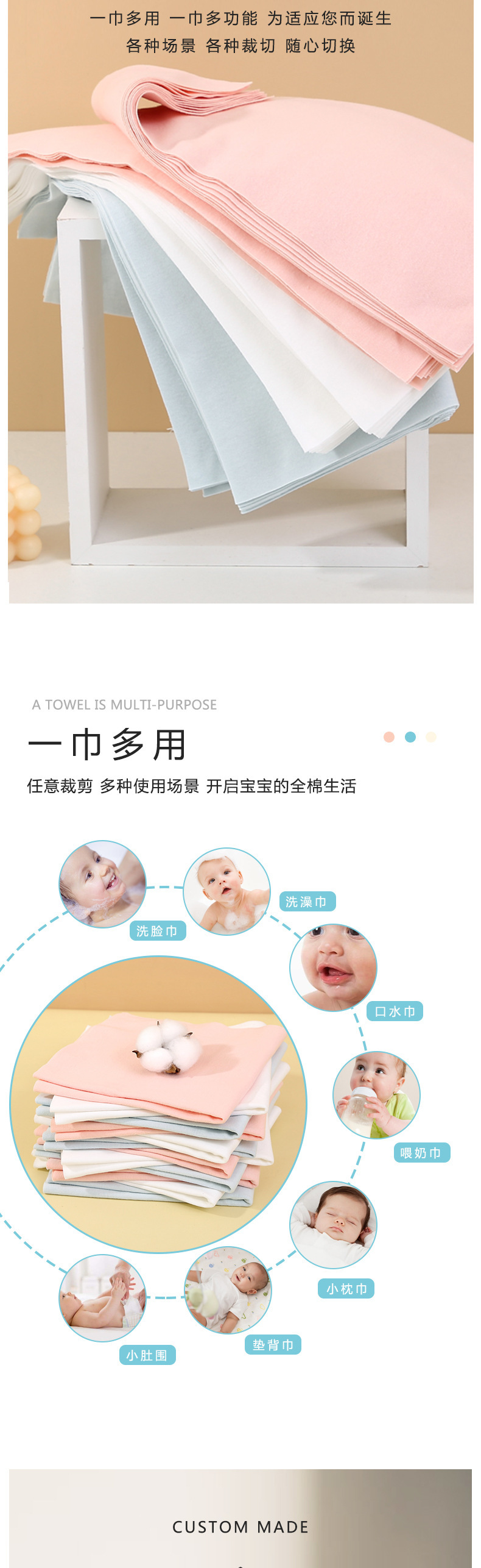 新生婴儿纯棉尿布四季可洗尿介子精梳棉吸水透气柔软尿片隔尿用心详情4