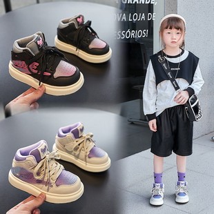 儿童AJ童鞋2022年秋冬款女童加绒高帮运动鞋二棉男童休闲板鞋潮牌详情12