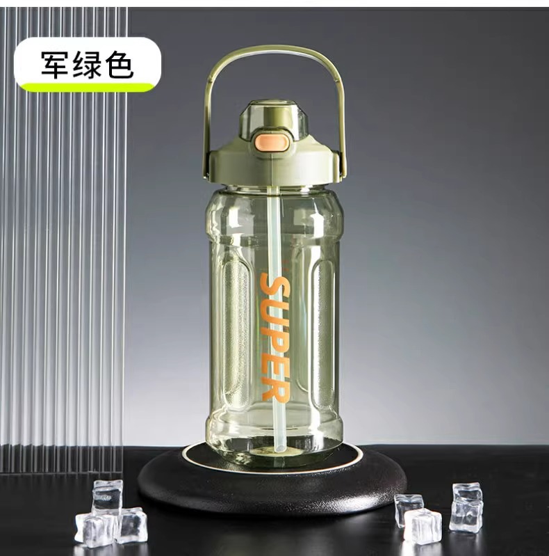 2-liter large-capacity sports water bottle, popular Instagram trendy straw cup with scale, portable and simple, leak-proof and shock-resistant water cup pic 15