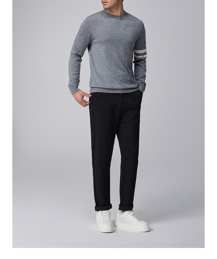 墨麦客男装条纹撞色打底羊毛衫男2024冬季新款简约男士毛衣20810详情19