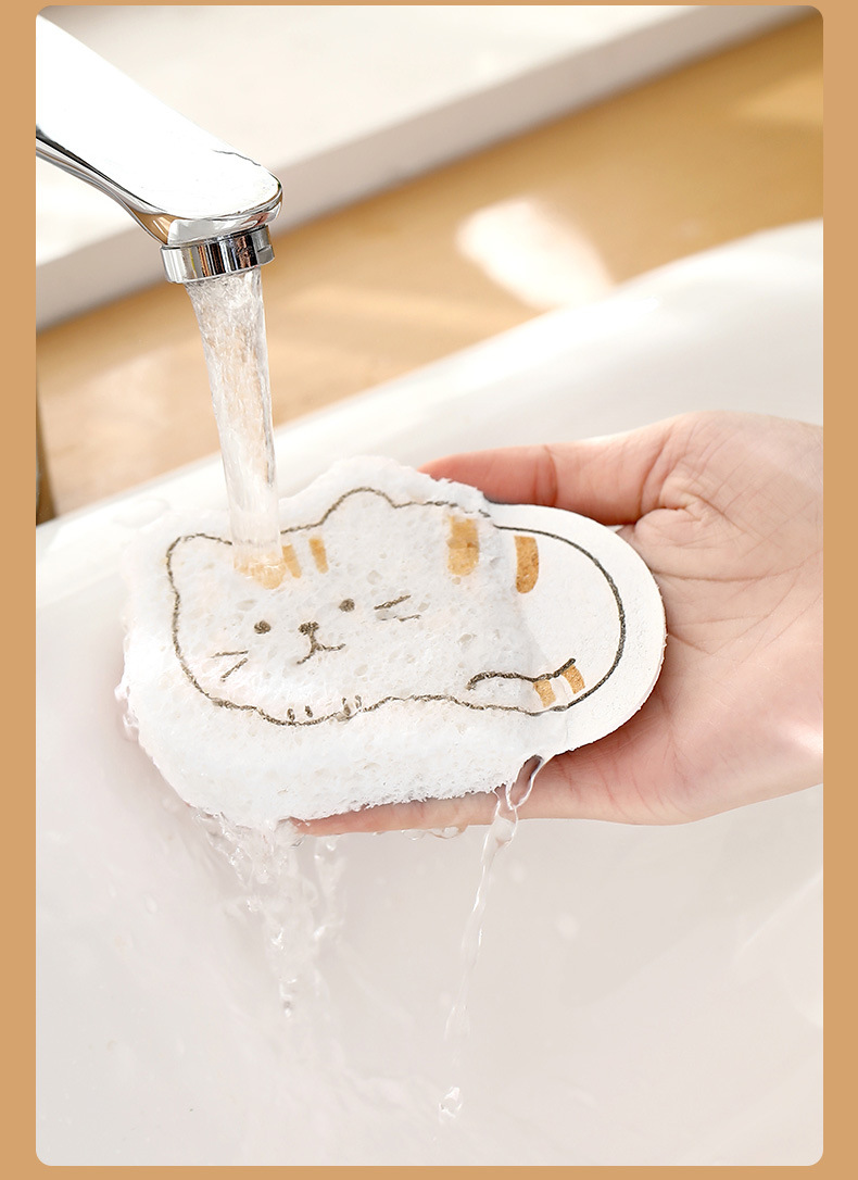 FaSoLa家用厨房清洁压缩木浆棉卡通耐用吸水魔力擦洗锅海绵百洁布详情17