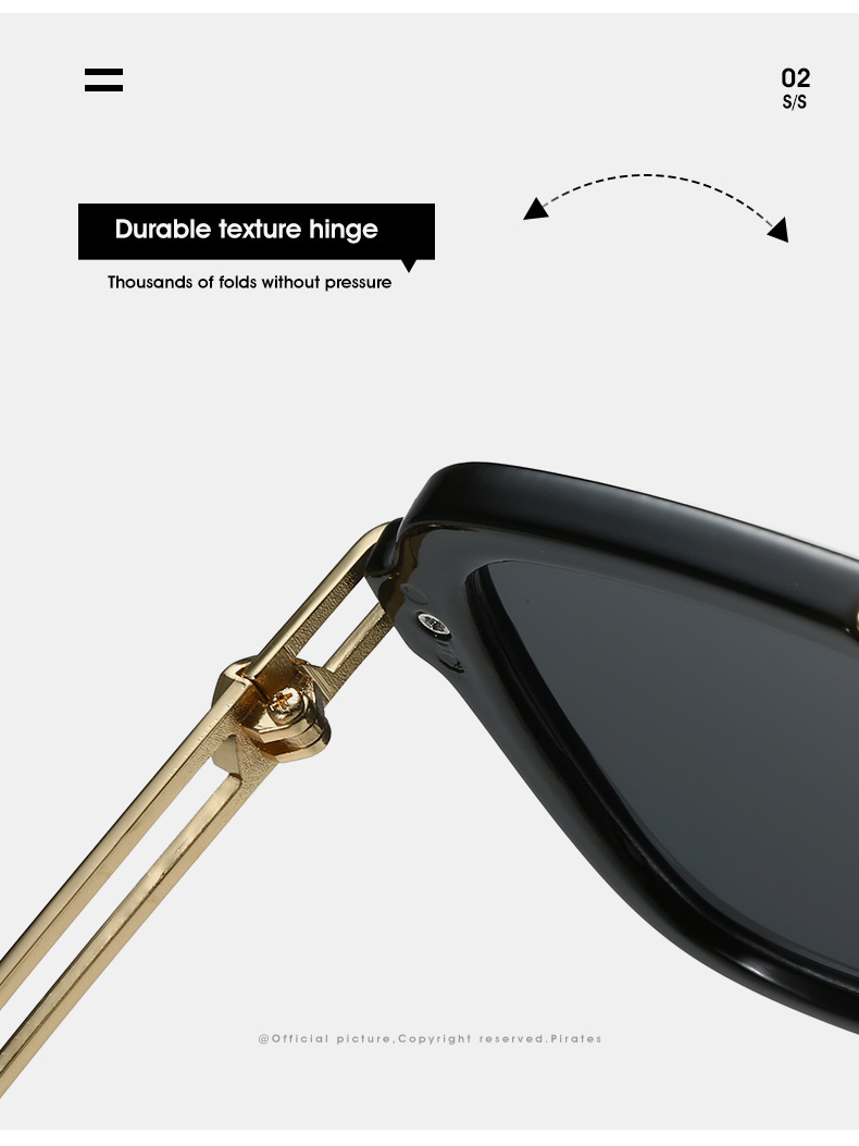 2022 New style European and American sunglasses, artistic square frame crossbeam sunshade, sun protection, perforated metal leg sunglasses for women pic 15