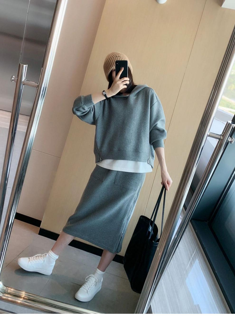 2023年早春装新款高级感轻熟风港味休闲运动服卫衣两件套装裙女装详情7
