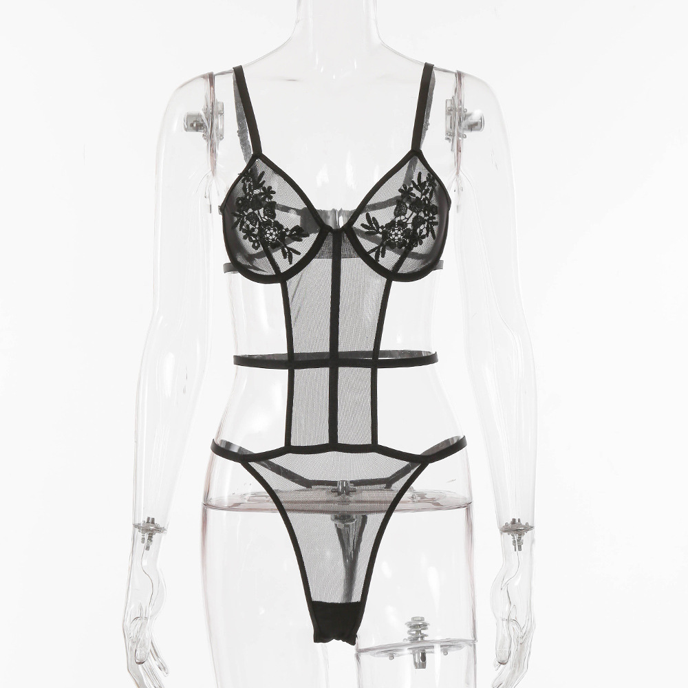 亚马逊外贸女装欧美性感情趣内衣蕾丝连体衣 透视装详情5