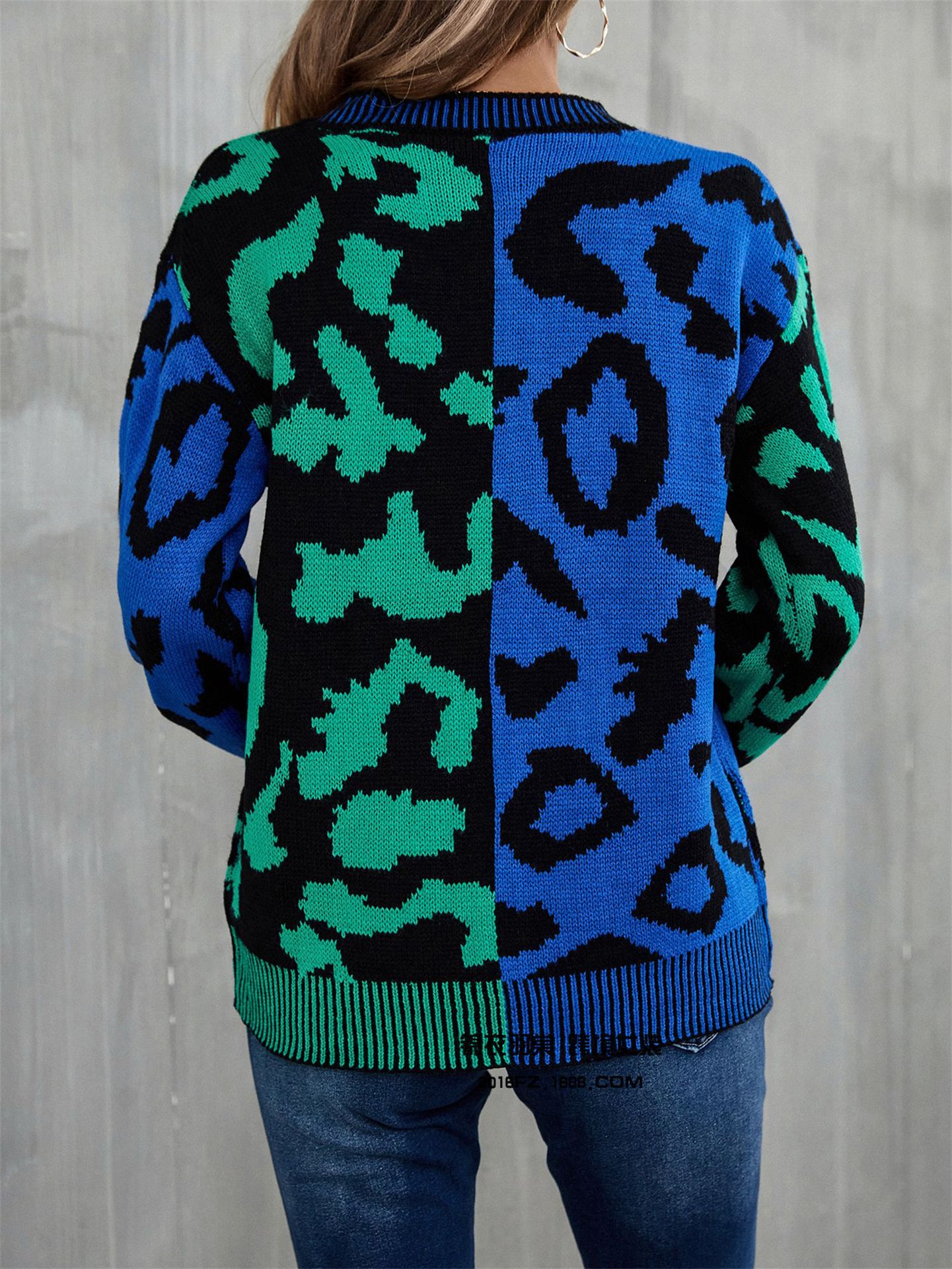 2025 primavera nuevo estilo europeo y americano de comercio exterior estilo de explosión amazon suéter leopardo patchwork mezcla jersey jersey jersey pic 19