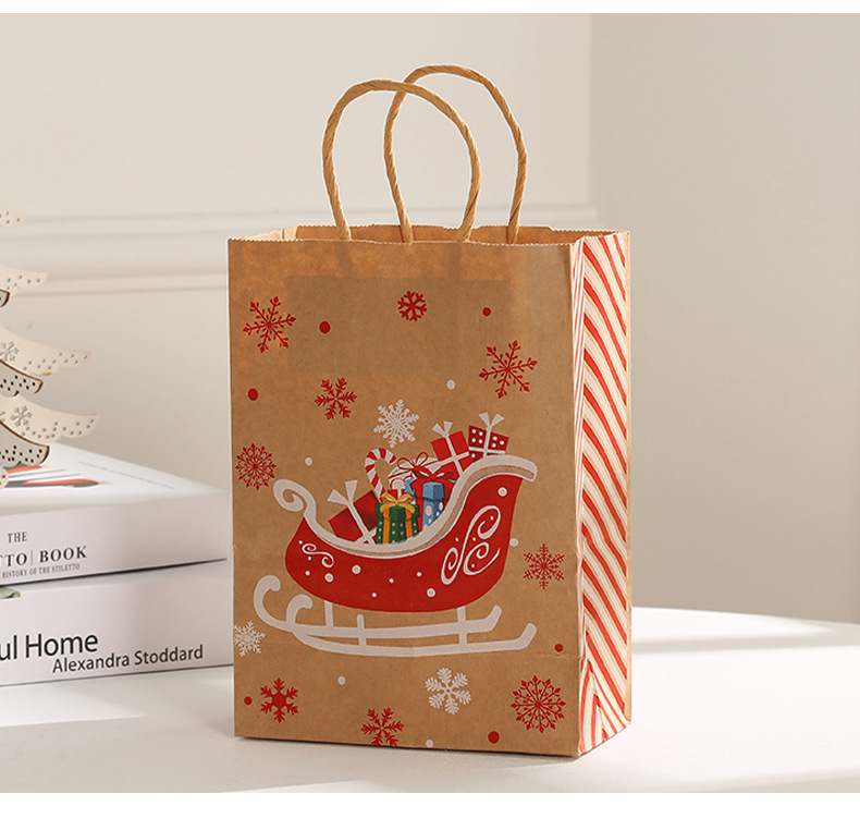 Factory direct sales cross-border Christmas gift bags, striped hand-held gift bags, party festival candy hand-held bags pic 13