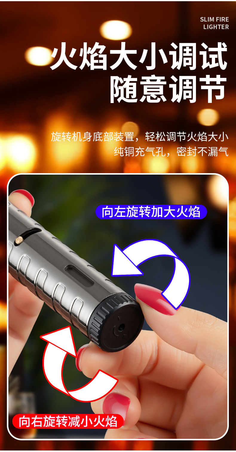 Simple moxibustion windproof lighter, cigar red mini compact high-temperature resistant creative inflatable Wenzhou lighter pic 25