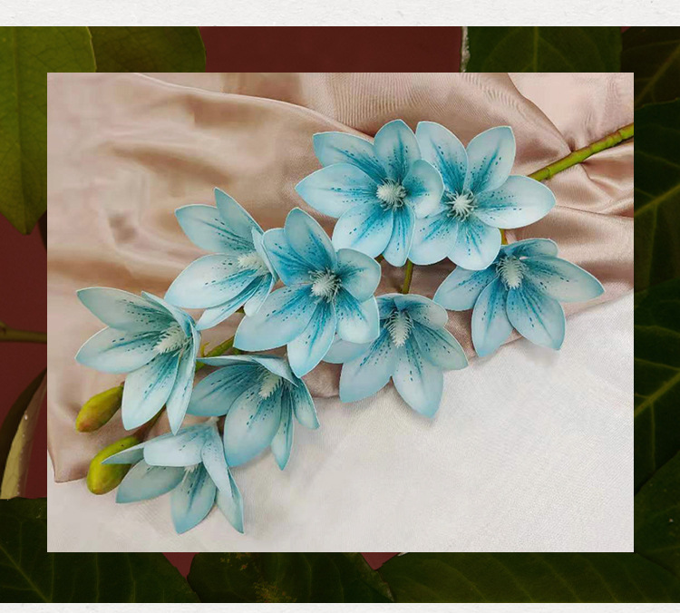 Single 9-head clematis imitation flower bouquets, wedding decorations, home interior decoration, office ornaments wholesale pic 12