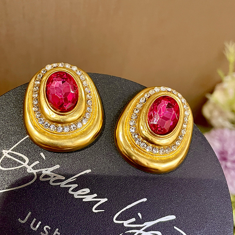 法式复古少女耳钉气质中古vintage粉色小众设计感耳环女复古耳饰详情31