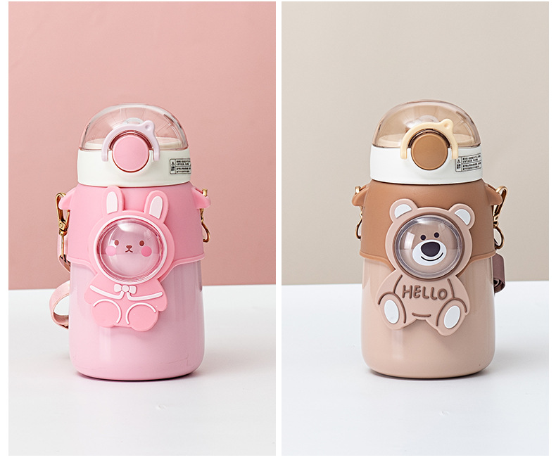 New cartoon soft and cute animal straw insulated cup, 316 stainless steel, popular online celebrity high appearance level, fresh and cute ins water cup pic 11