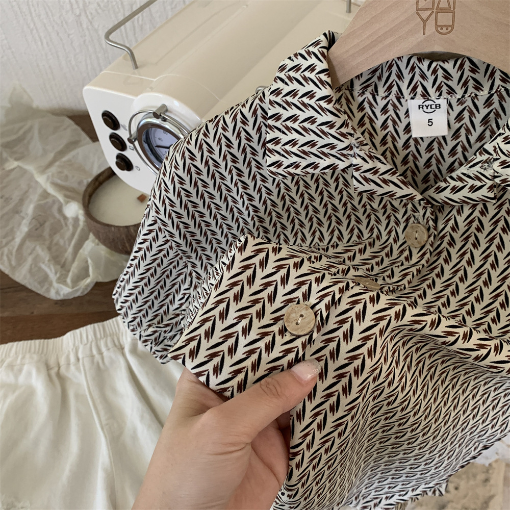 织里童装男童衬衫夏装2023新款夏季儿童休闲风印花休闲短袖衬衣潮详情5