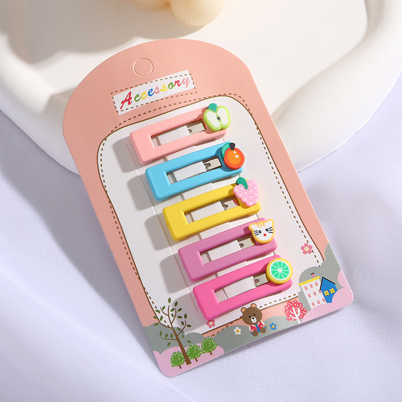 女童彩色多巴胺BB夹宝宝可爱小熊爱心卡通后脑勺碎发夹女孩刘海夹详情9