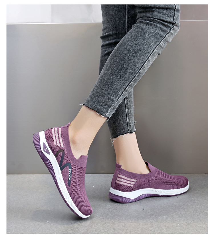 2023新款飞织一脚蹬袜子口休闲女鞋按摩底透气妈妈鞋健步运动鞋详情20