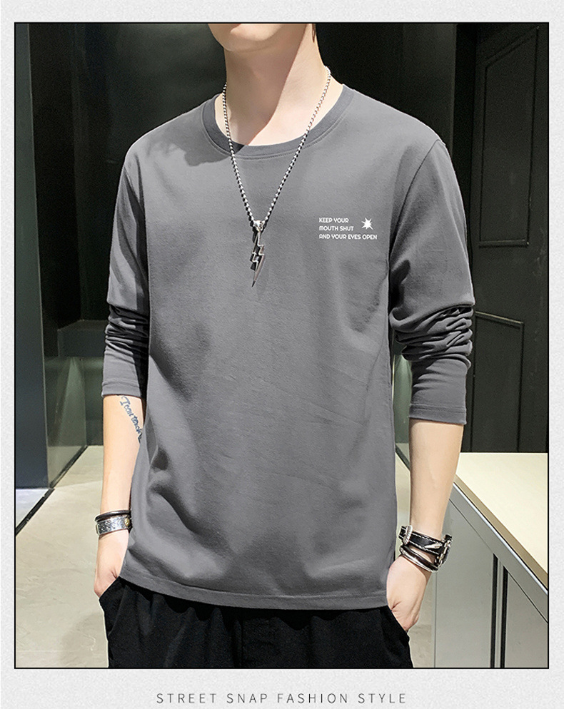 新款春秋季男士长袖t恤男潮牌棉体恤男T宽松薄款卫衣上衣服男装潮详情42
